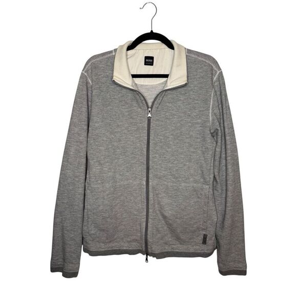 Boss Hugo Boss Cannobio 21 Men’s XL Full Zip Sweater Gray Mock Neck Slim-Fit - Picture 5 of 8